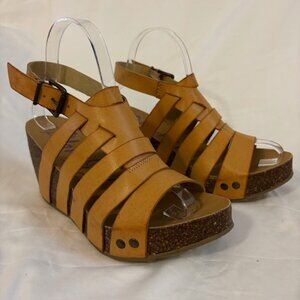Blowfish Malibu Tan Strappy Cork Wedge Sandal Size 8